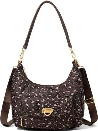 Baggallini Coastal Flip Lock Half Moon Bag in Ganache Cheetah Gold Hardware at Nordstrom
