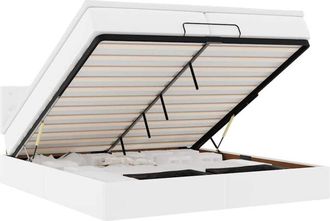 vidaXL Struttura Letto Pouf con Materassi Bianco 200x200 cm Similpelle vidaXL