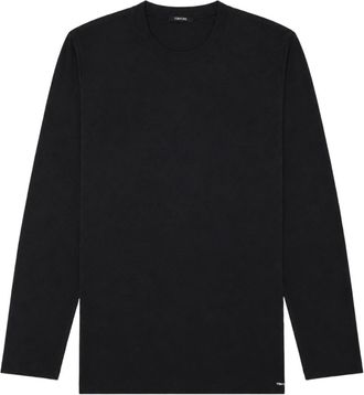 Tom Ford Long-Sleeve Black Crew Neck Cotton-Blend T-Shirt