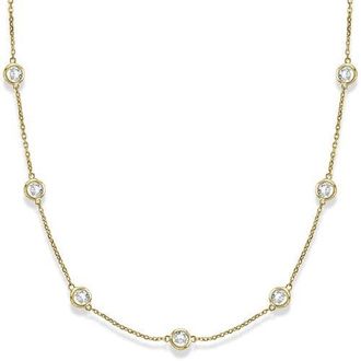 Allurez Natural Diamond Station Necklace Bezel-Set 14k in Yellow Gold at Nordstrom, Size 18