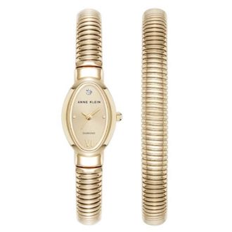 Anne Klein Quartz Gold Dial Ladies Watch and Bracelet Set AK-5178GPST