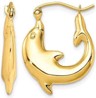 Diamond2Deal 10k Yellow Gold Polished Dolphin Shape Hoop Earrings