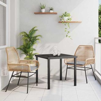 vidaXL Conjunto De Comedor De Jard&iacute;n 3 Pcs Marr&oacute;n Rat&aacute;n Sint&eacute;tico Vidaxl