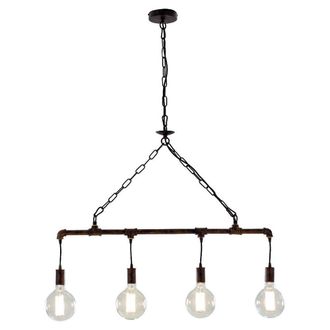 Netlighting AMARCORD Industrial 4 Light Straight Bar Pendant Rust 86x25.2cm in Brown | Size: 86x25.2 cm