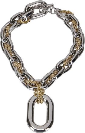Paco Rabanne Polished Aluminum And Brass Statement Necklace With Toggle Clasp