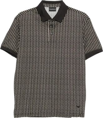 Emporio Armani Black Geometric Pattern Polo