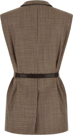 Brunello Cucinelli Womens Beige Virgin Wool Sleeveless Jacket Clothing