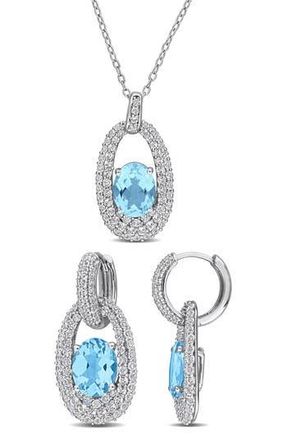 Delmar Topaz Earrings & Pendant Necklace Set in Blue at Nordstrom Rack