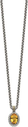 Diamond2Deal Sterling Silver with 14K Accent Oval Citrine Pendant Necklace