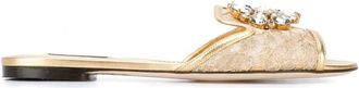 Dolce & Gabbana Lurex Kant Regenboog Slippers - Dames - Schoenen - Geel - Maat: 37 1/2 EU Polyamide