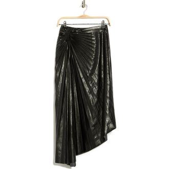 A.L.C. Tracy Asymmetric Pleat Faux Leather Skirt in Black at Nordstrom Rack, Size 0