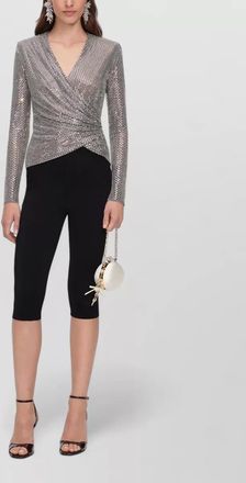Self Portrait rhinestone mesh draped wrap top