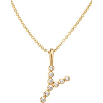 Made by Mary CZ Poppy Initial Necklace in Gold Vermeil Initial Y at Nordstrom