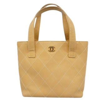 Chanel Pre-owned Handbags, female, Beige, Size: ONE SIZE Pre-owned Vintage Tote Bag