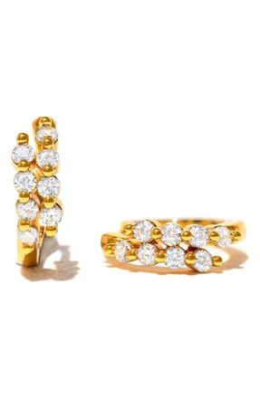Girls Crew Mirrorball Cubic Zirconia Huggie Hoop Earrings in Gold at Nordstrom