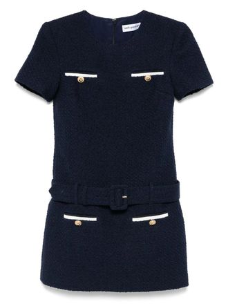 Self Portrait Navy Boucle Mini Dress