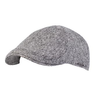 Wigens Mens Herringbone Shetland Pub Cap with Curved Peak in Gray at Nordstrom, Size 56