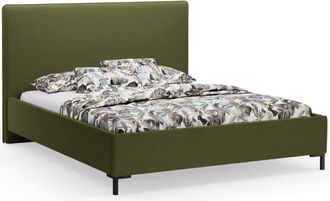 CXL by Christian Lacroix Cama con cabecero y baúl 160x200cm de tejido bouclé verde oliva oscuro
