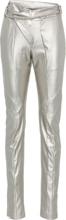Ottolinger asymmetric waist trousers - women - Polyurethane/Polyester - 36 - Silver