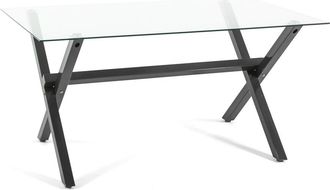 Siediti Fuori e Dentro Mesa rectangular 150x90 cm de vidrio y patas en x gris oscuro