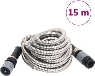 vidaXL Manguera Jard&iacute;n Y Pulverizador Acero Inoxidable Plata 14mm 15 M Vidaxl