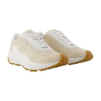 Tory Burch Womens Colorblock Calfskin Sneaker Beige