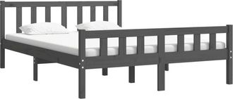 vidaXL Estructura De Cama Sin Colch&oacute;n Madera Maciza Gris 140x190 Cm Vidaxl