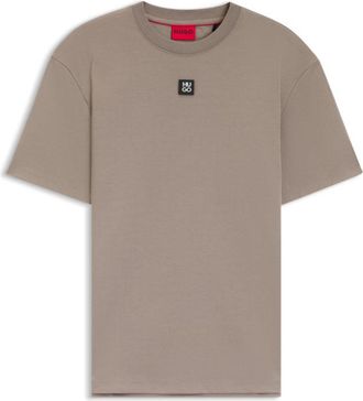 HUGO BOSS Interlock-cotton T-shirt with metallic stacked-logo badge