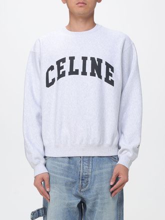Celine Relaxed Fit Cotton Crewneck Sweatshirt with Contrast Logo
