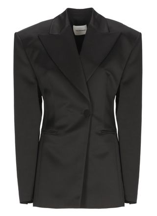 Andamane Black Ottavia Satin Peak Lapel Blazer