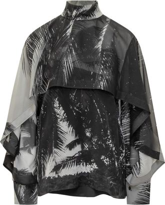 Ferragamo Black Printed Mock Collar Top
