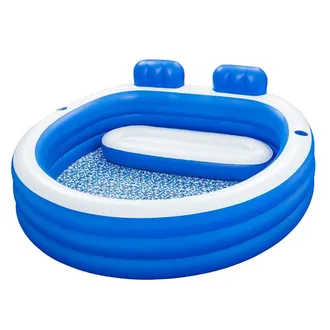 Trade Shop Trade Shop Traesio - Piscina Gonfiabile Familiare 231x219x79cm Con Panca Poggiatesta Portabicchieri 54422
