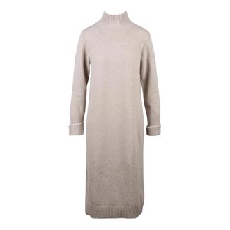 Eleventy Kleedjes, Dames, Beige, S, Wol, Lange gebreide jurk