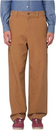 A.P.C. A.p.c., Broeken, Heren, Bruin, L, Katoen, Handige Wide Leg Broek Knoopsluiting