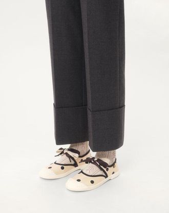 Valentino Garavani Sneaker Ballerina Bay By Bay In Tessuto Moir&egrave; Plus De Pois Donna BURRO/NERO 36.5