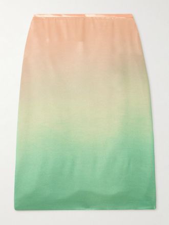 Jil Sander Gonna Midi In Raso Dégradé - Verde