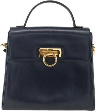 Ferragamo Pre-owned Gancini convertible top handle bag - unisex - Vintage Handtas - Blauw - ONE Size - Leer - Vintage