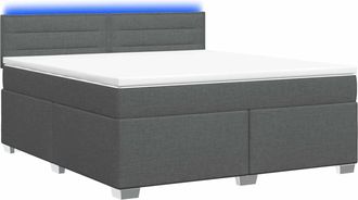 vidaXL Letto Con Box Spring, Materasso E Led Grigio Scuro 140 X 200 Cm Vidaxl
