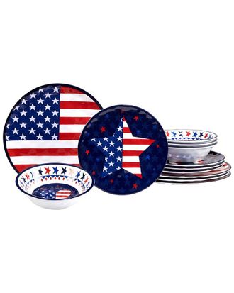Certified International Stars And Stripes 12Pc Melamine Dinnerware Set