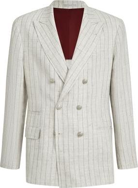 Brunello Cucinelli Chalk stripe twill blazer in Light Grey at Nordstrom, Size 52 It