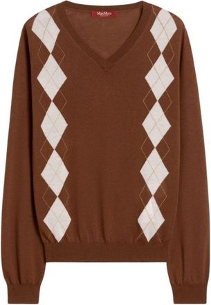 Max Mara V-neck Truien - Dames - V-hals truien - Bruin - L - Truien & Vesten