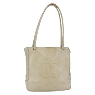 Chanel Pre-owned Tote Bags, female, Beige, Size: ONE SIZE Pre-owned Vintage Leather Tote Bag