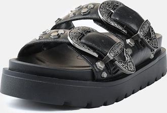 Buffalo Raya Ari West Leather Womens Black Sandals - Size UK 6.5