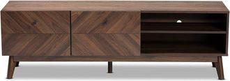 Design Studios Hartman Mid-Century Modern Walnut Brown Finished Wood Tv Stand