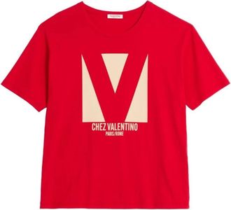 Valentino Garavani T-shirt met ronde hals - Heren - T-shirts - Rood - S - Katoen - Tops