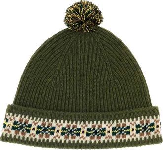 Bode Muts met pompon en patroon - Groen