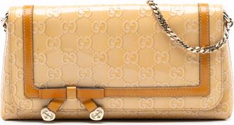 Gucci Pre-owned Womens Guccissima Patent Mayfair Shoulder Bag - Beige Leather - One Size