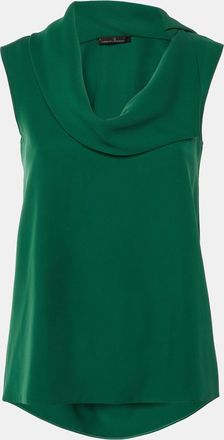 Carolina Herrera Green Crepe Drape Neck Top