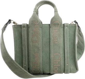 Chlo&eacute; Pre-owned Tote Bags, female, Green, Size: ONE SIZE Pre-owned Woody Small Handbag