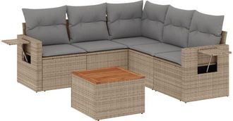 vidaXL Vidaxl - Juego De Sof&aacute;s Jard&iacute;n Con Cojines 6 Pzas Rat&aacute;n Sint&eacute;tico Beige